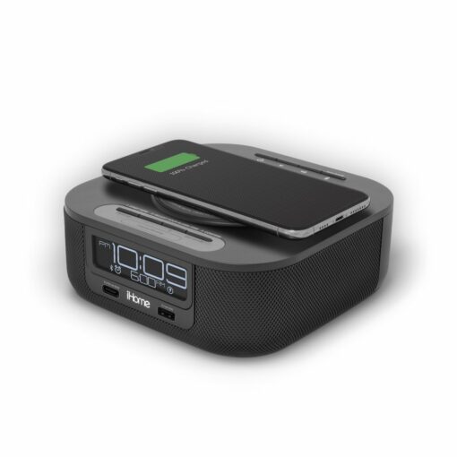 iHome HW5 Qi Wireless Charging Bluetooth Bedside Stereo Speaker Alarm Clock for hotels and motels