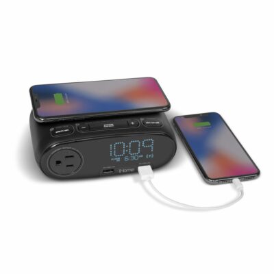 iHome HW6B Preset Bedside Clock with Qi Wireless Charging for hotels and motels