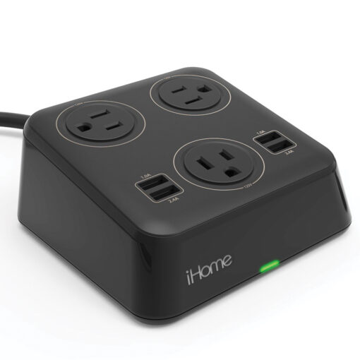 iHome Hi20 Triple Charging Power Plug with 4-USB Charging Ports for hotels and motels